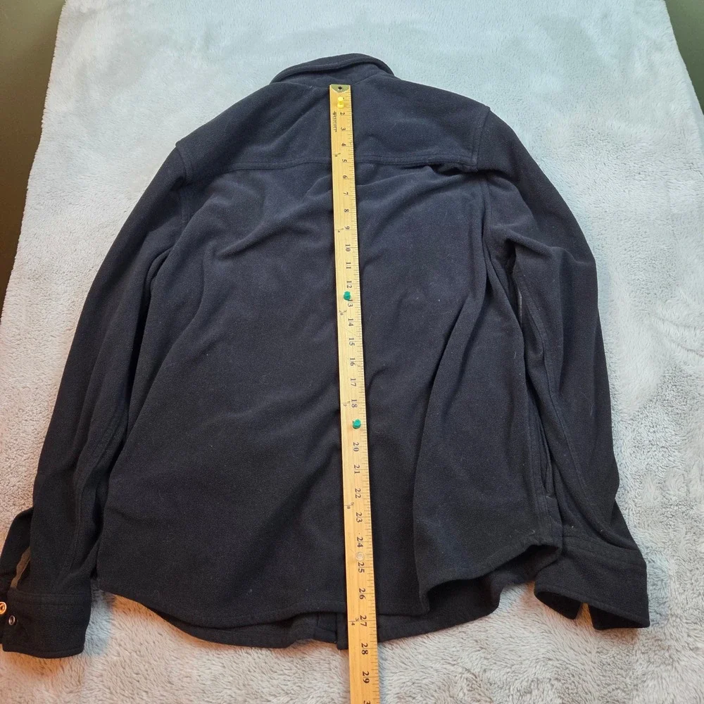 Chaps Fleece Shirt Jacket Mens Medium Black Snap Button Workwear‎ Shacket Solid